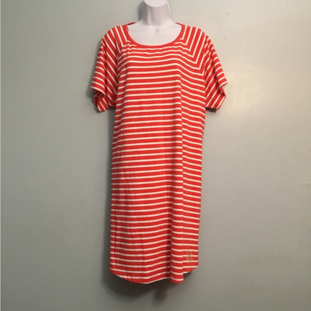 Michael Kors Coral and White Striped Top